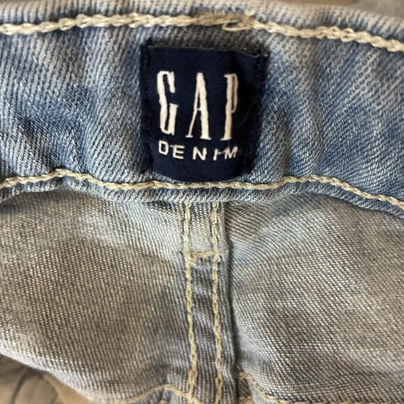 Gap Womens Size 26 Girlfriend Jeans Blue Distressed Stretch Denim Casual Pants - Picture 6 of 8